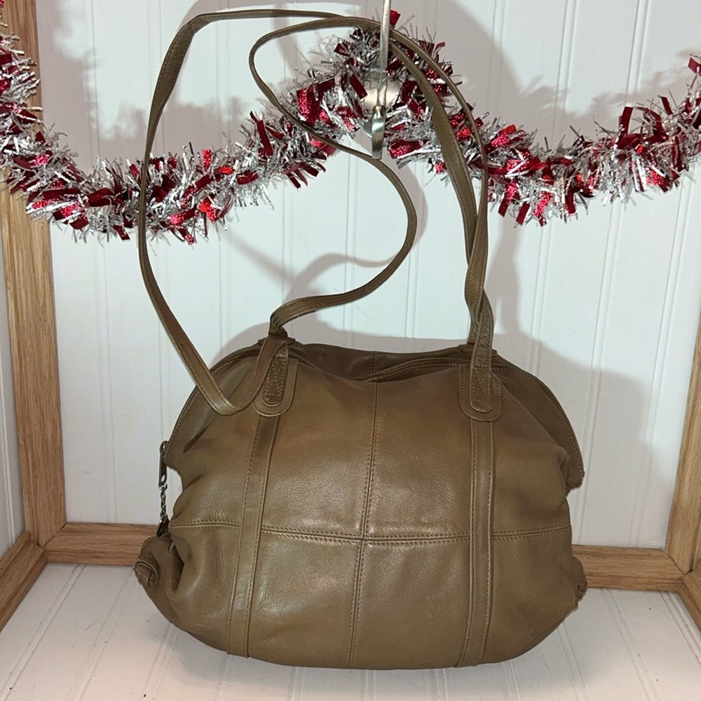 Vintage Brio Tan Leather Crossbody Bag